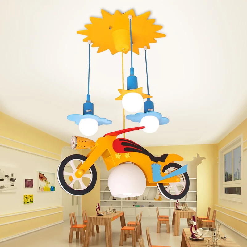 Kinderkamer Motor Hanglamp Cartoon Schattig Hanglamp geel voor Game Room Clearhalo