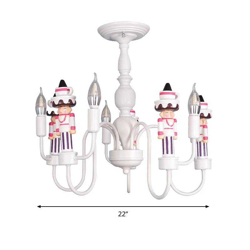 Kinderkamer Solider hangende plafondlamp met kaars ijzer moderne witte hangende kroonluchter Clearhalo