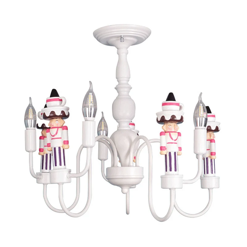 Kinderkamer Solider hangende plafondlamp met kaars ijzer moderne witte hangende kroonluchter Clearhalo