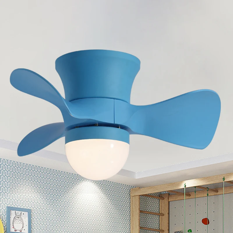 Kinderkoepel inbouw plafondventilator licht metallic slaapkamer met 3 bladen LED inbouw roze/blauw, 60 cm breed Clearhalo