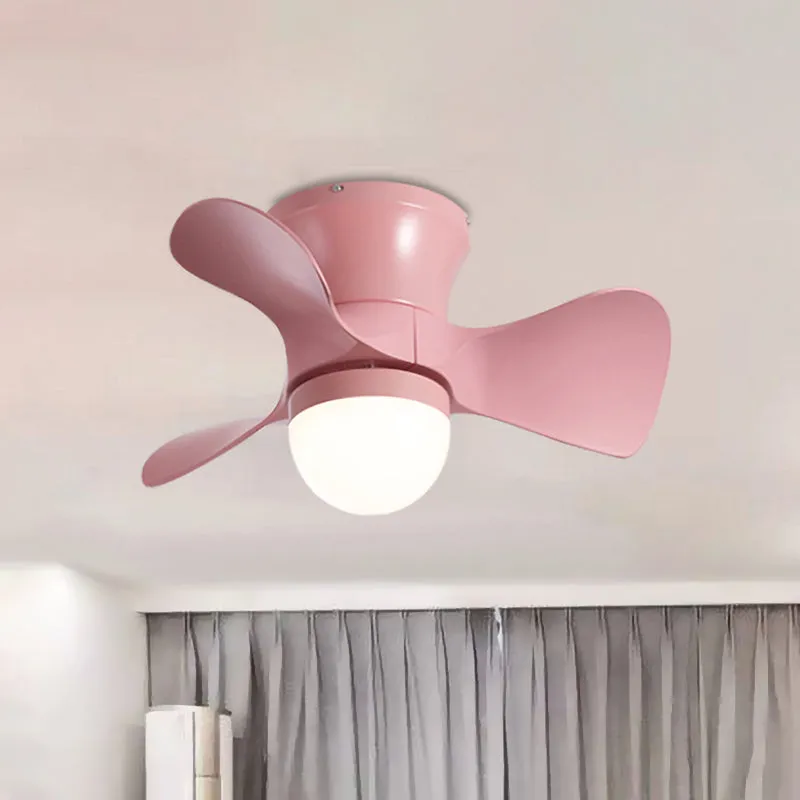 Kinderkoepel inbouw plafondventilator licht metallic slaapkamer met 3 bladen LED inbouw roze/blauw, 60 cm breed Clearhalo