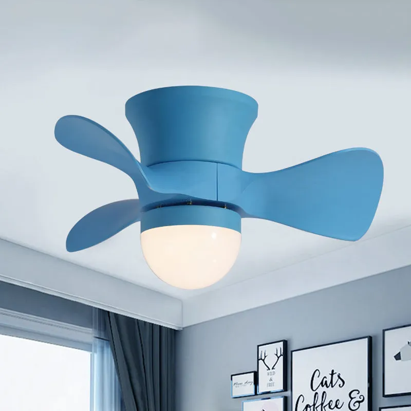 Kinderkoepel inbouw plafondventilator licht metallic slaapkamer met 3 bladen LED inbouw roze/blauw, 60 cm breed Clearhalo