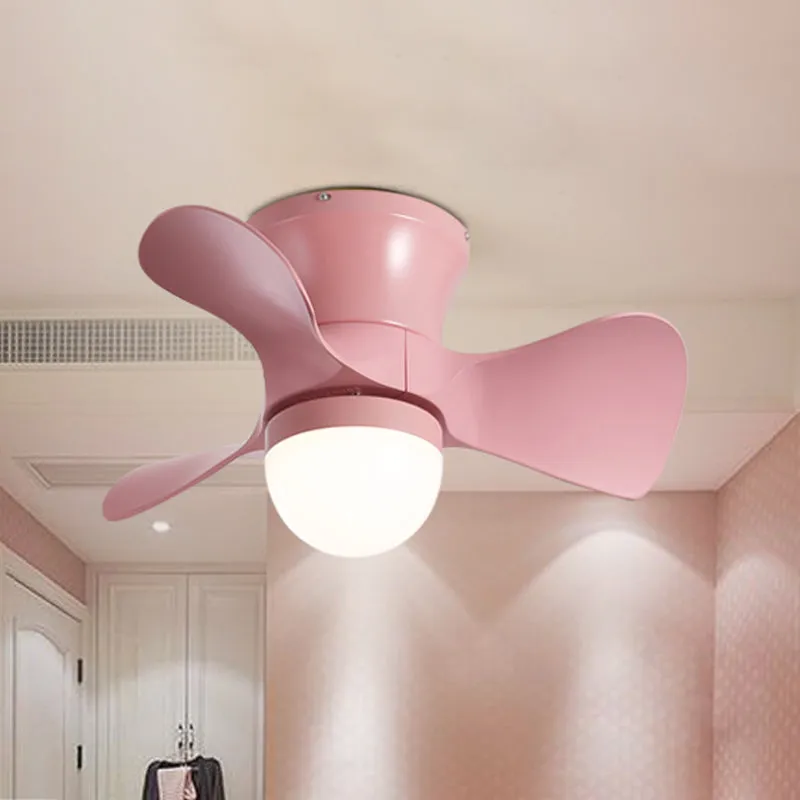 Kinderkoepel inbouw plafondventilator licht metallic slaapkamer met 3 bladen LED inbouw roze/blauw, 60 cm breed Clearhalo