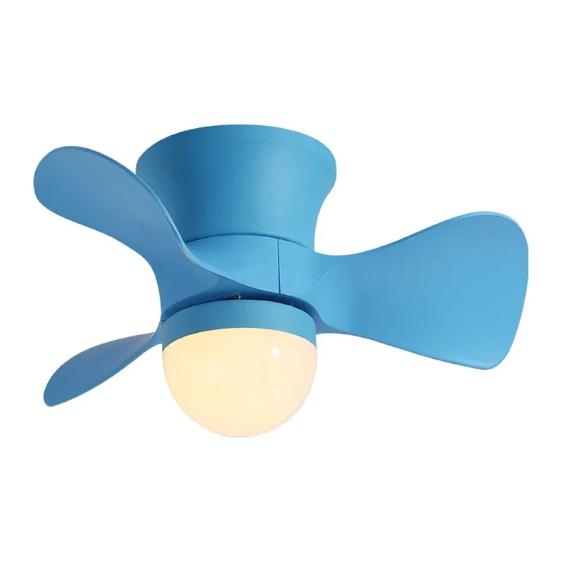 Kinderkoepel inbouw plafondventilator licht metallic slaapkamer met 3 bladen LED inbouw roze/blauw, 60 cm breed Clearhalo