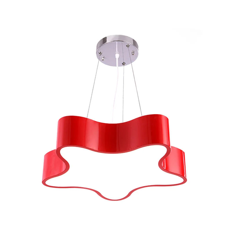 Kinderopvangcentrum LED-hanglamp voor kinderen, rood/groen/geel, druppelvormige hanger met stervormige acrylkap, 11"/15" W...