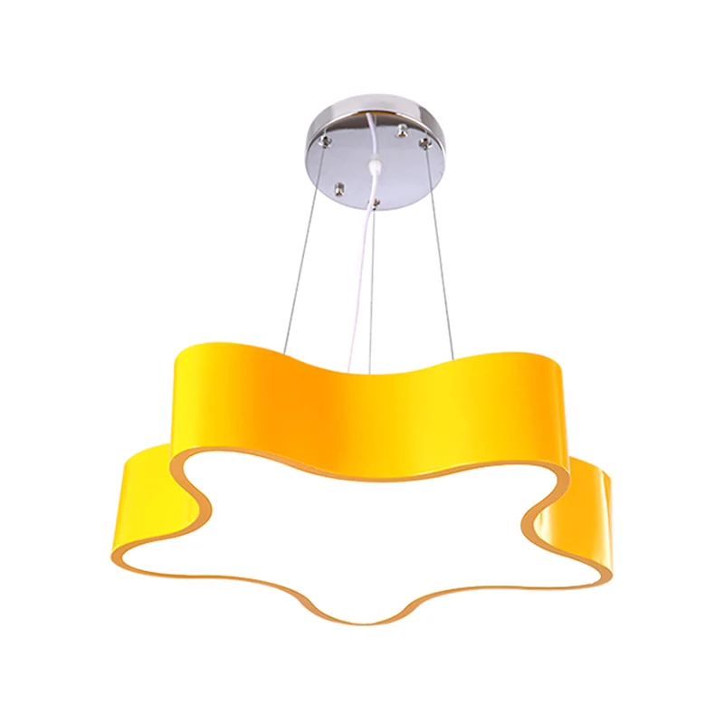 Kinderopvangcentrum LED-hanglamp voor kinderen, rood/groen/geel, druppelvormige hanger met stervormige acrylkap, 11"/15" W...