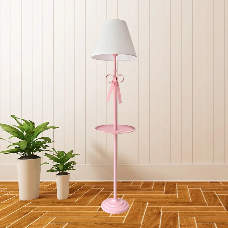 Kinderschijf leesvloerlamp metaal 1 kop woonkamer staande lamp roze/blauw met kegel blauw/roze/witte stoffen kap Clearhalo