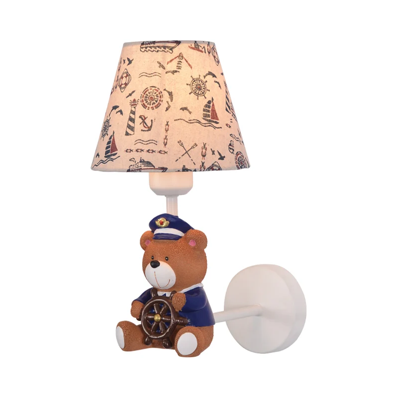 Kinderspeelgoedbeer-wandlamp met taps toelopende kap Eén lichte harswandkandelaar beige voor kinderslaapkamer Clearhalo