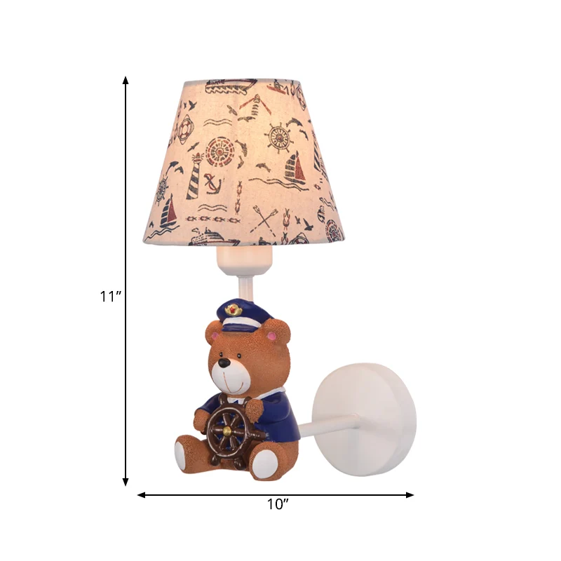 Kinderspeelgoedbeer-wandlamp met taps toelopende kap Eén lichte harswandkandelaar beige voor kinderslaapkamer Clearhalo