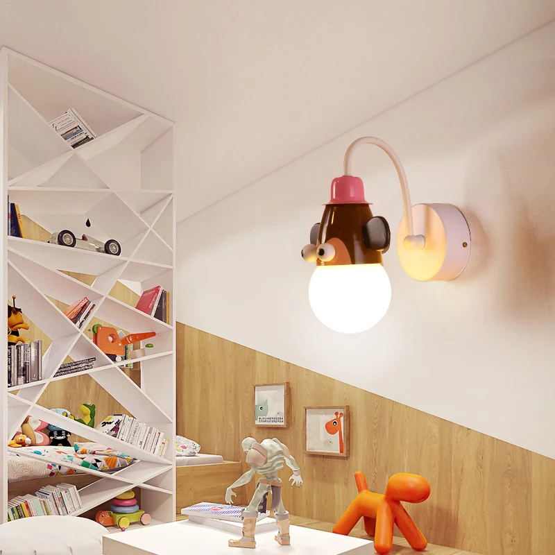 Kinderstijl dieren schanslamp metallic 1 lamp kinderslaapkamer muurbevestiging verlichting wit Clearhalo