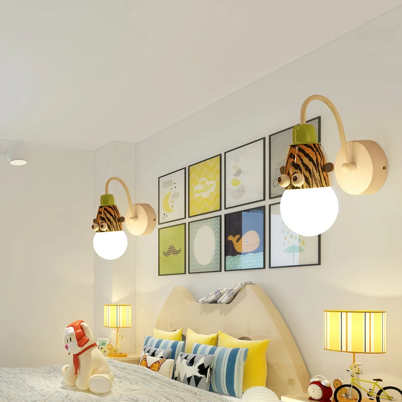 Kinderstijl dieren schanslamp metallic 1 lamp kinderslaapkamer muurbevestiging verlichting wit Clearhalo