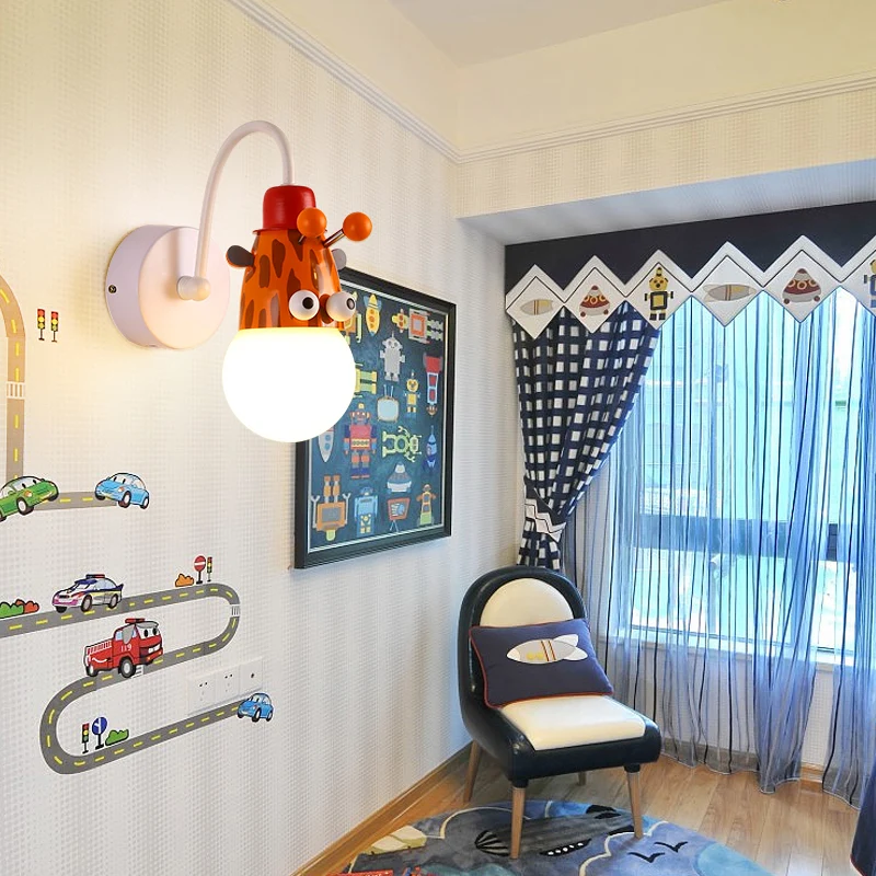 Kinderstijl dieren schanslamp metallic 1 lamp kinderslaapkamer muurbevestiging verlichting wit Clearhalo