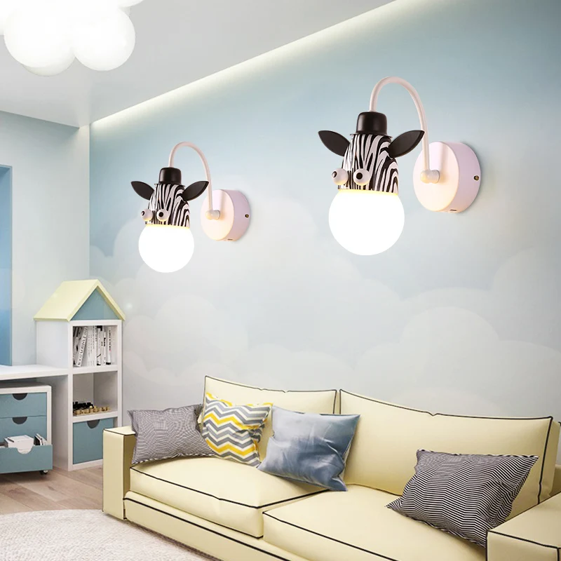 Kinderstijl dieren schanslamp metallic 1 lamp kinderslaapkamer muurbevestiging verlichting wit Clearhalo