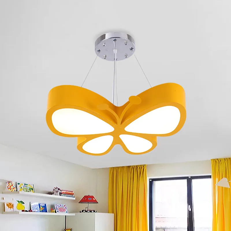 Kinderstijl vlinderkroonluchter licht acryl LED hal plafond hangarmatuur rood/blauw/geel Clearhalo