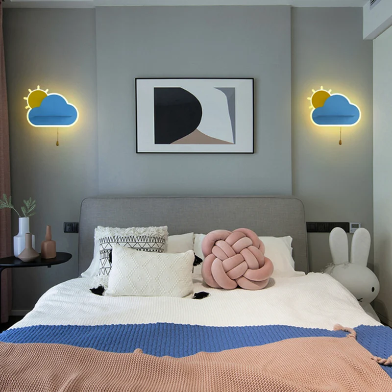 Kinderzonsopgangvormige wandlamp Acryl Slaapkamer LED-sconce Light met trekkettingschakelaar Clearhalo