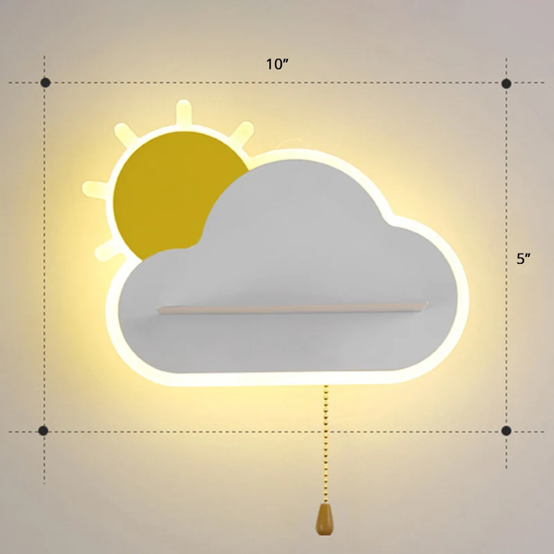 Kinderzonsopgangvormige wandlamp Acryl Slaapkamer LED-sconce Light met trekkettingschakelaar Clearhalo