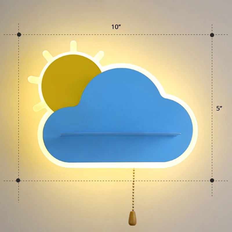 Kinderzonsopgangvormige wandlamp Acryl Slaapkamer LED-sconce Light met trekkettingschakelaar Clearhalo