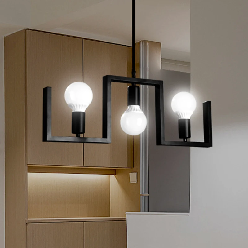Klassieke hangende hanglamp met 3 lampen, metalen eilandverlichting zwart Clearhalo
