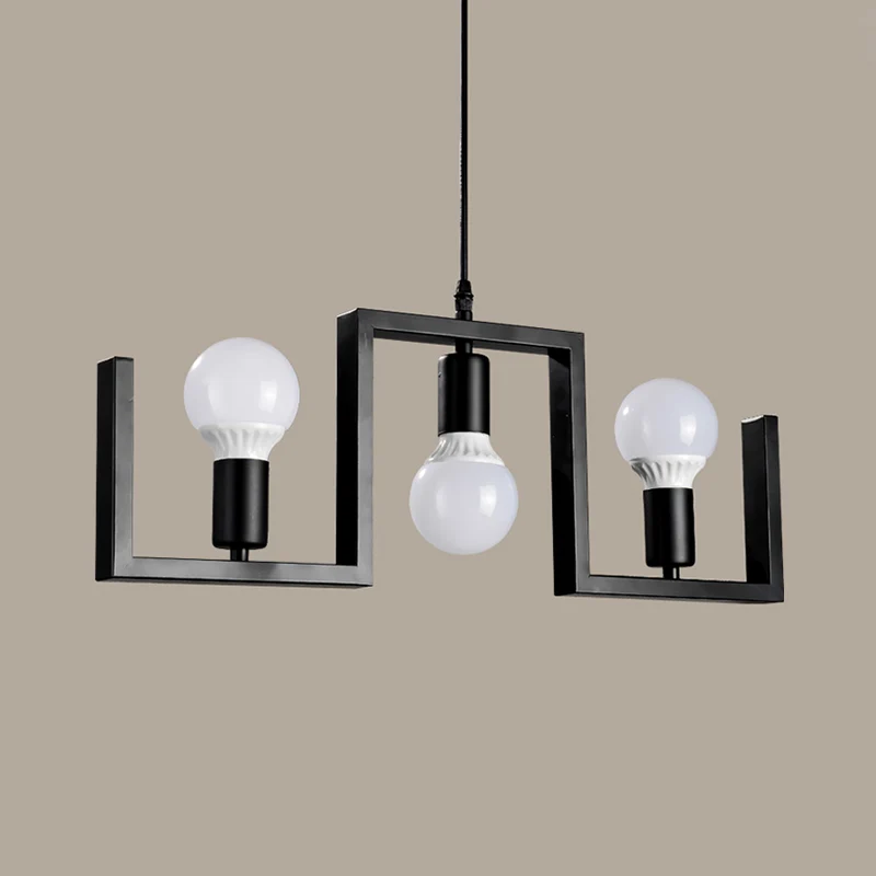 Klassieke hangende hanglamp met 3 lampen, metalen eilandverlichting zwart Clearhalo