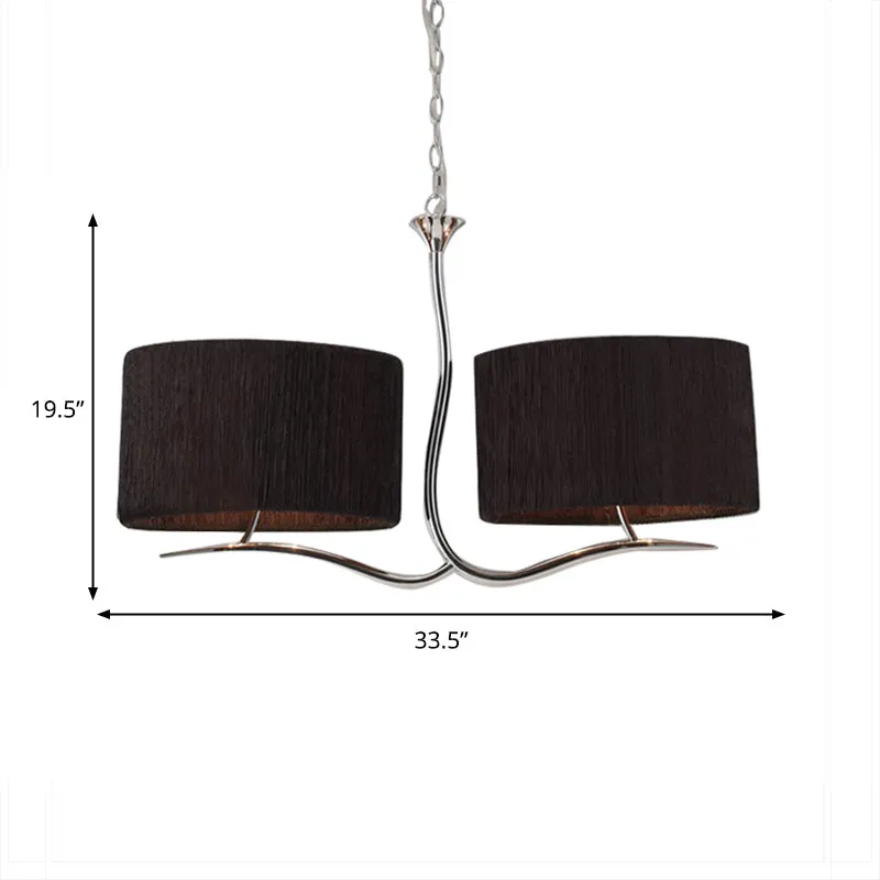 Klassieke hangende hanglamp met 4 lampen, stoffen eilandverlichting zwart/wit voor eetkamer Clearhalo