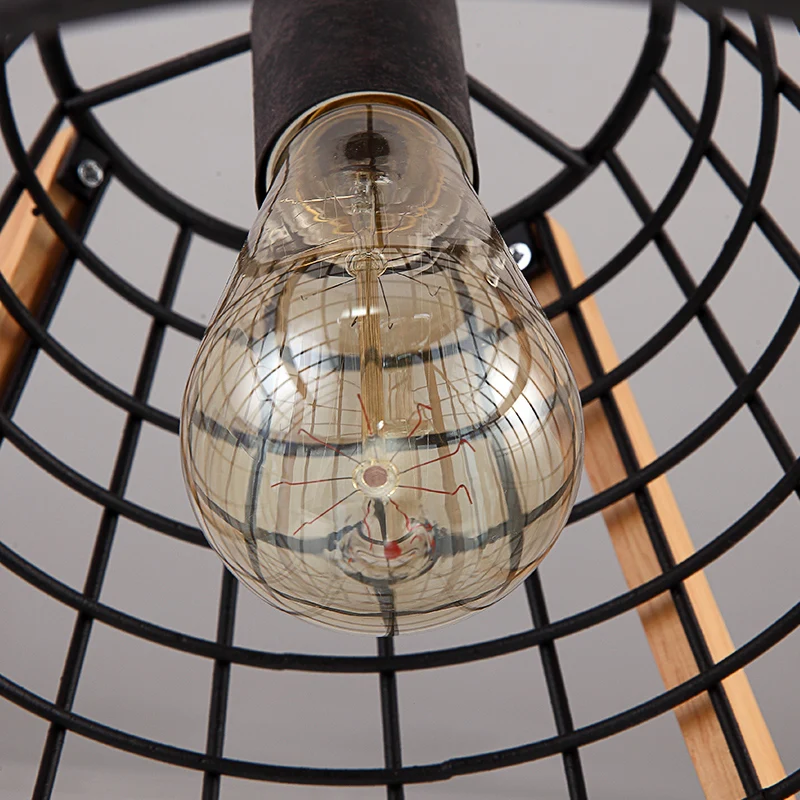 Klassieke kegelvormige hanglamp, 1 lichtmetalen hanglamp zwart met kooi Clearhalo