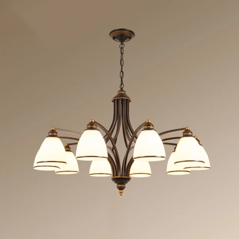 Klassieke klokkroonluchterverlichting opaalglas hanglamp voor woonkamer Clearhalo