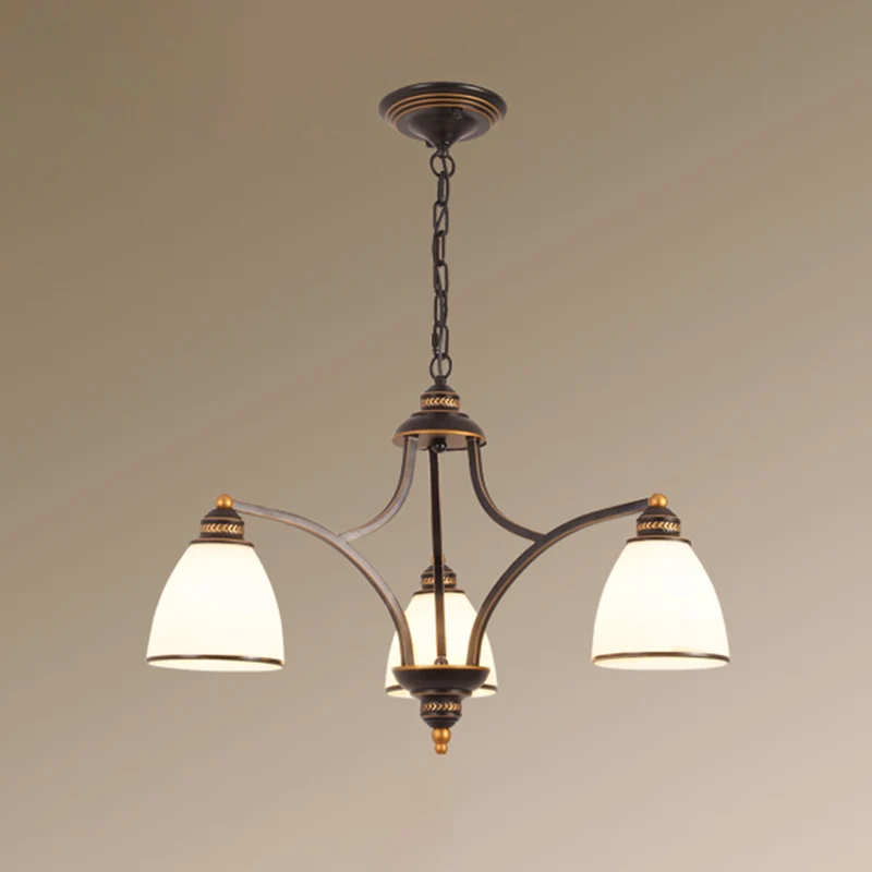 Klassieke klokkroonluchterverlichting opaalglas hanglamp voor woonkamer Clearhalo