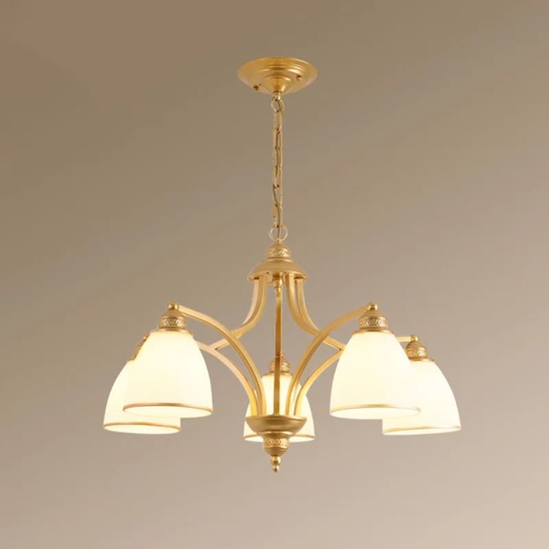 Klassieke klokkroonluchterverlichting opaalglas hanglamp voor woonkamer Clearhalo