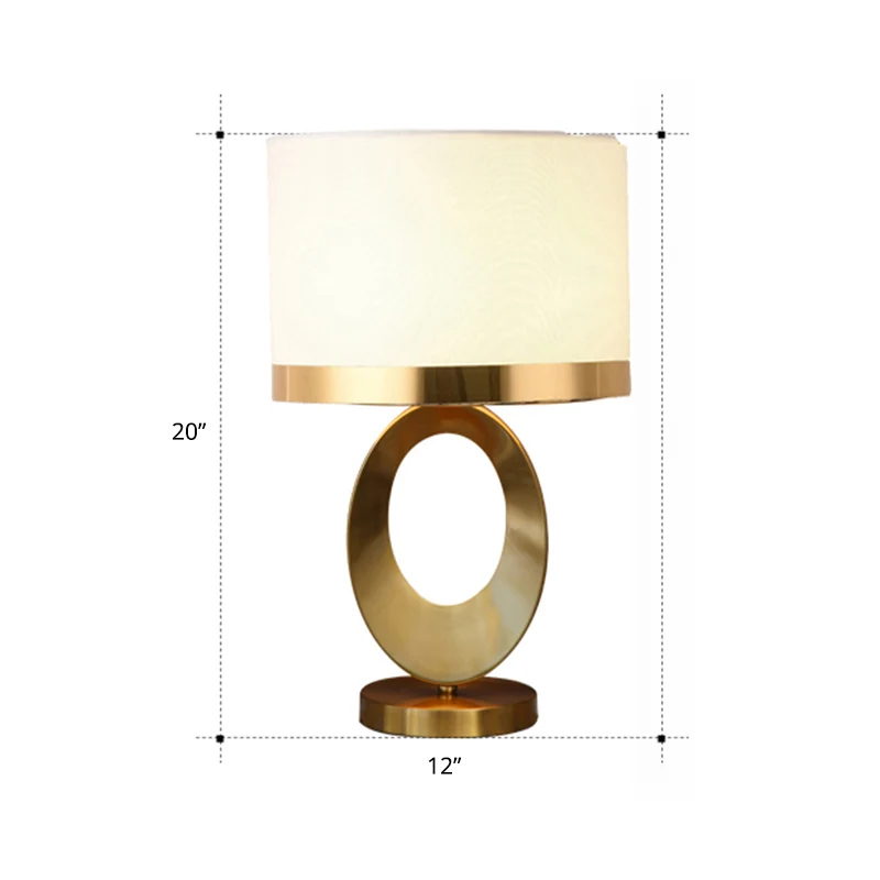 Klassieke stijl Drum Shade Tafellamp 1 Kop Stoffen Nachtkastje Verlichting voor studeerkamer Clearhalo