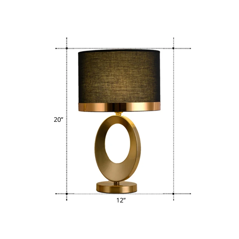 Klassieke stijl Drum Shade Tafellamp 1 Kop Stoffen Nachtkastje Verlichting voor studeerkamer Clearhalo