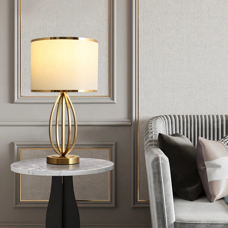 Klassieke stijl ronde tafellamp 1 kop stof nachtkastje lichtideeën voor studeerkamer Clearhalo