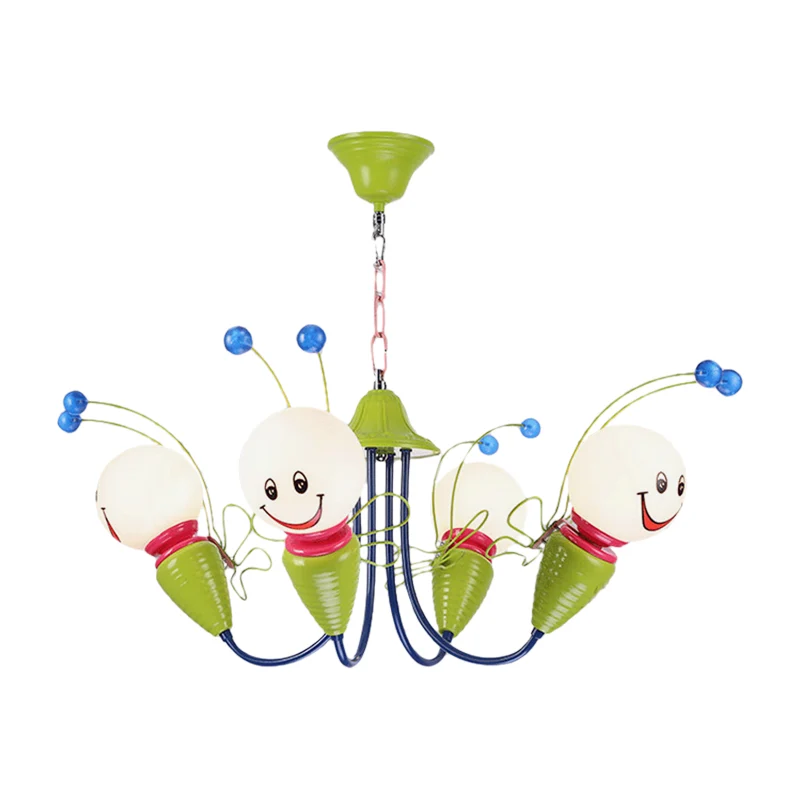 Kleine Caterpillar kleuterschool kroonluchter metalen cartoon hanglamp groen Clearhalo