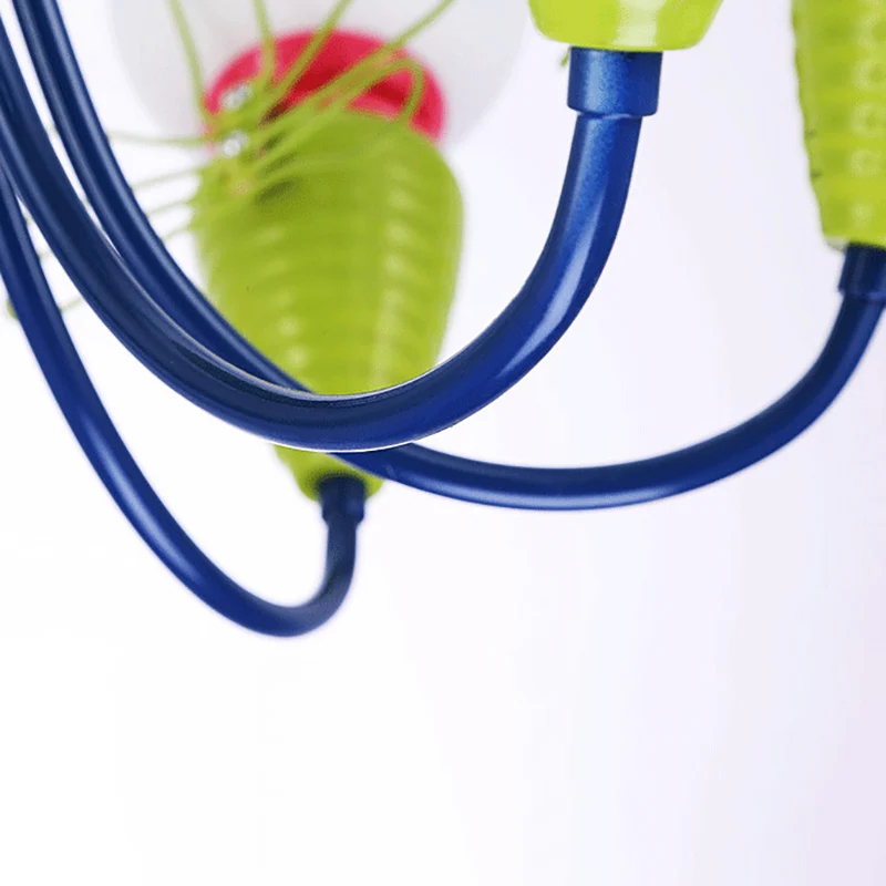 Kleine Caterpillar kleuterschool kroonluchter metalen cartoon hanglamp groen Clearhalo