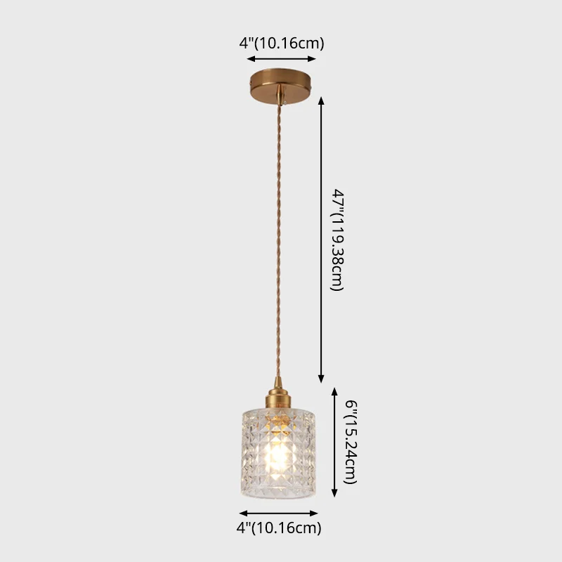 Kleine hanglamp moderne stijl, helder glas, enkele lamp, nachtkast-slingerlamp messing Clearhalo