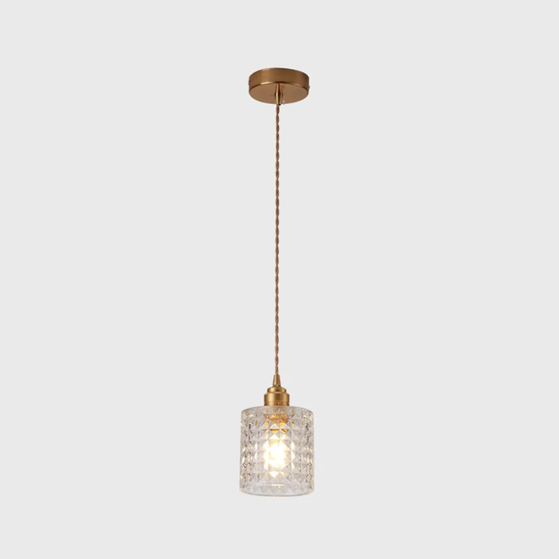Kleine hanglamp moderne stijl, helder glas, enkele lamp, nachtkast-slingerlamp messing Clearhalo