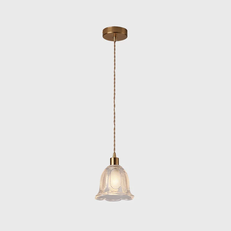 Kleine hanglamp moderne stijl, helder glas, enkele lamp, nachtkast-slingerlamp messing Clearhalo