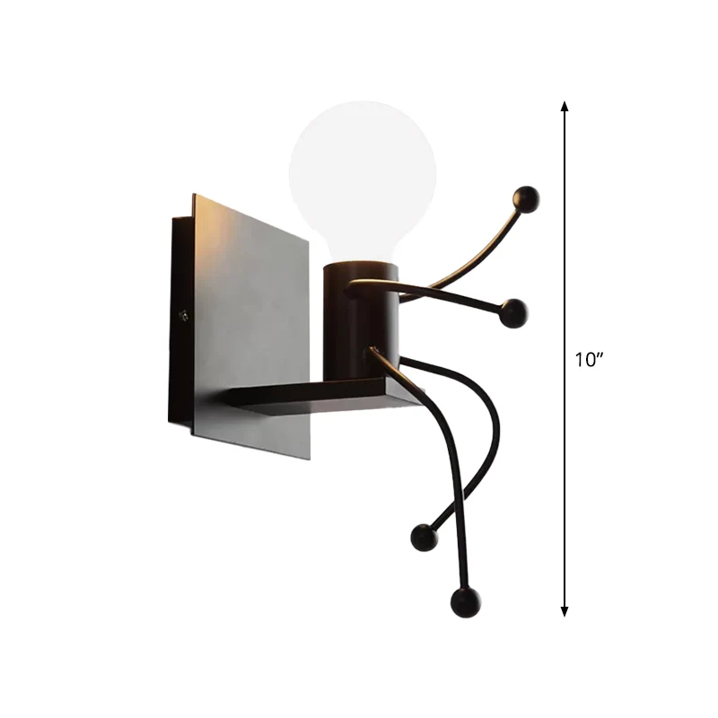 Kleine man metalen wandkandelaar licht Art Deco 1/2-lamp wit wandmontage licht voor kinderkamer Clearhalo