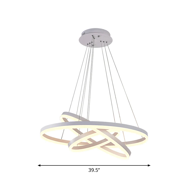 Kleine/grote restaurant-vallamp met 3 ringen, acryl minimalistische LED-kroonluchterlamp wit Clearhalo