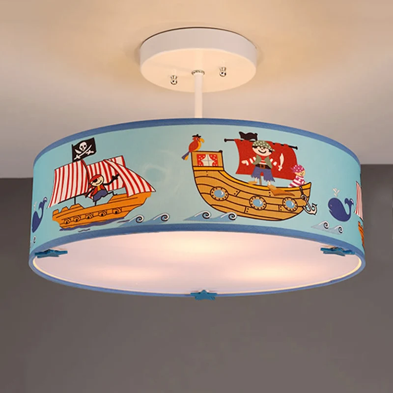 Kleuterschool Drum Semi-inbouwlamp Acryl 3-lichts Blauwe plafondlamp met schip Clearhalo