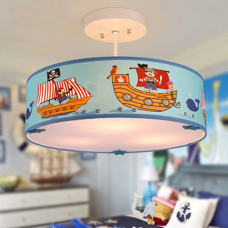 Kleuterschool Drum Semi-inbouwlamp Acryl 3-lichts Blauwe plafondlamp met schip Clearhalo