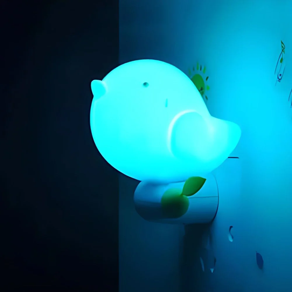 Kleuterschool Fat Bird Wandlamp Kunststof Snoepkleurig Plug- LED-nachtlampje Clearhalo