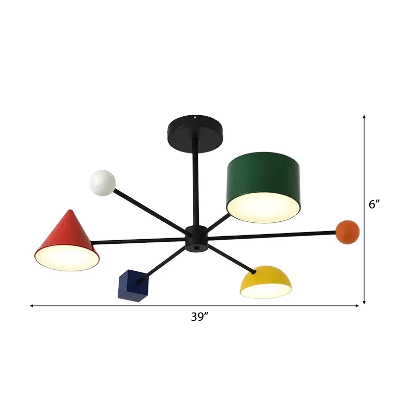 Kleuterschool Sneeuwvlok Hanglamp Metaal 3 Hoofden Moderne meerkleurige kroonluchter Clearhalo