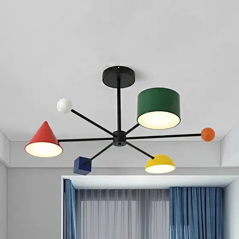Kleuterschool Sneeuwvlok Hanglamp Metaal 3 Hoofden Moderne meerkleurige kroonluchter Clearhalo
