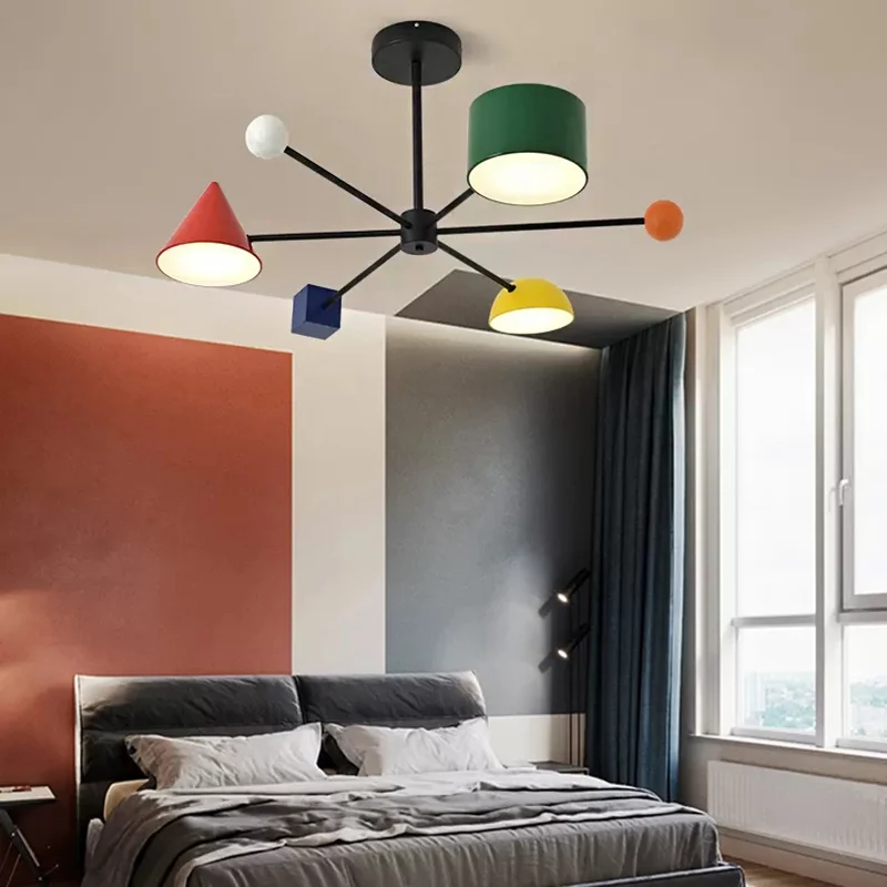 Kleuterschool Sneeuwvlok Hanglamp Metaal 3 Hoofden Moderne meerkleurige kroonluchter Clearhalo