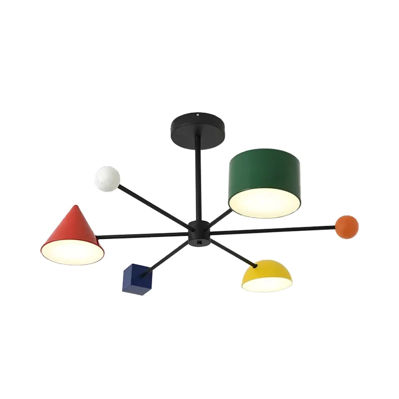 Kleuterschool Sneeuwvlok Hanglamp Metaal 3 Hoofden Moderne meerkleurige kroonluchter Clearhalo