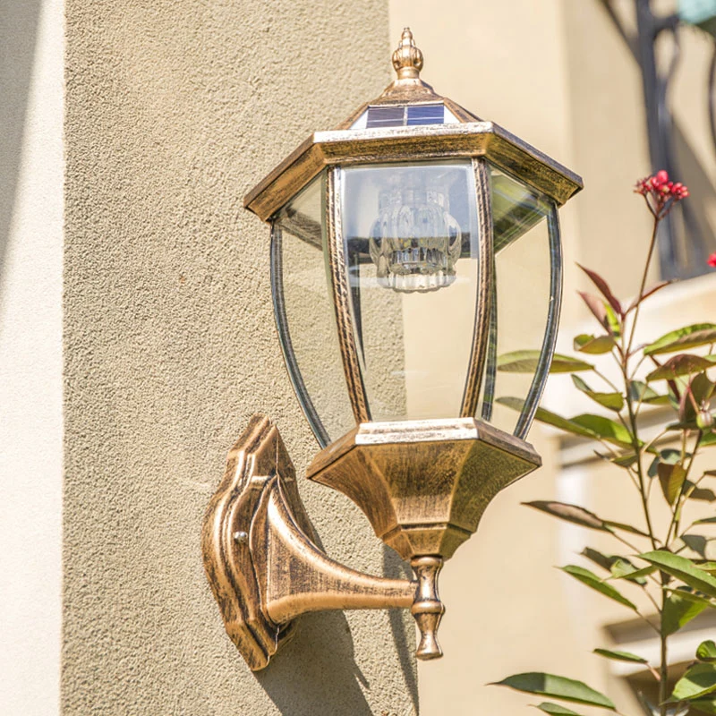Klokvormig helder glas zonne-wandmontage licht retro binnenplaats LED-wandverlichtingsarmatuur Clearhalo