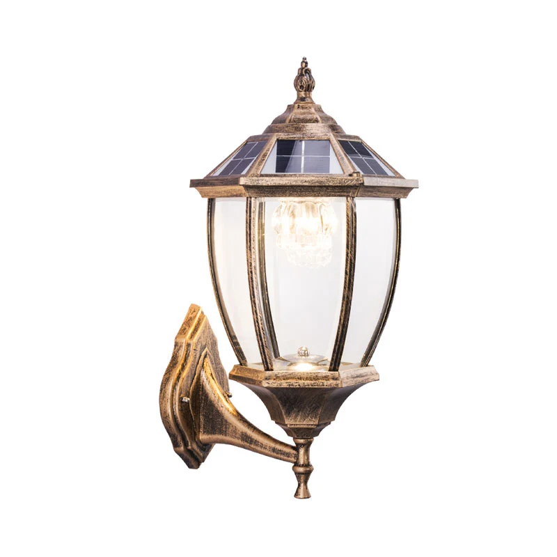 Klokvormig helder glas zonne-wandmontage licht retro binnenplaats LED-wandverlichtingsarmatuur Clearhalo