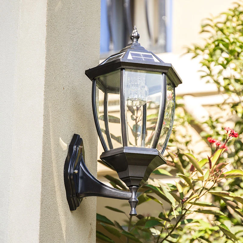 Klokvormig helder glas zonne-wandmontage licht retro binnenplaats LED-wandverlichtingsarmatuur Clearhalo