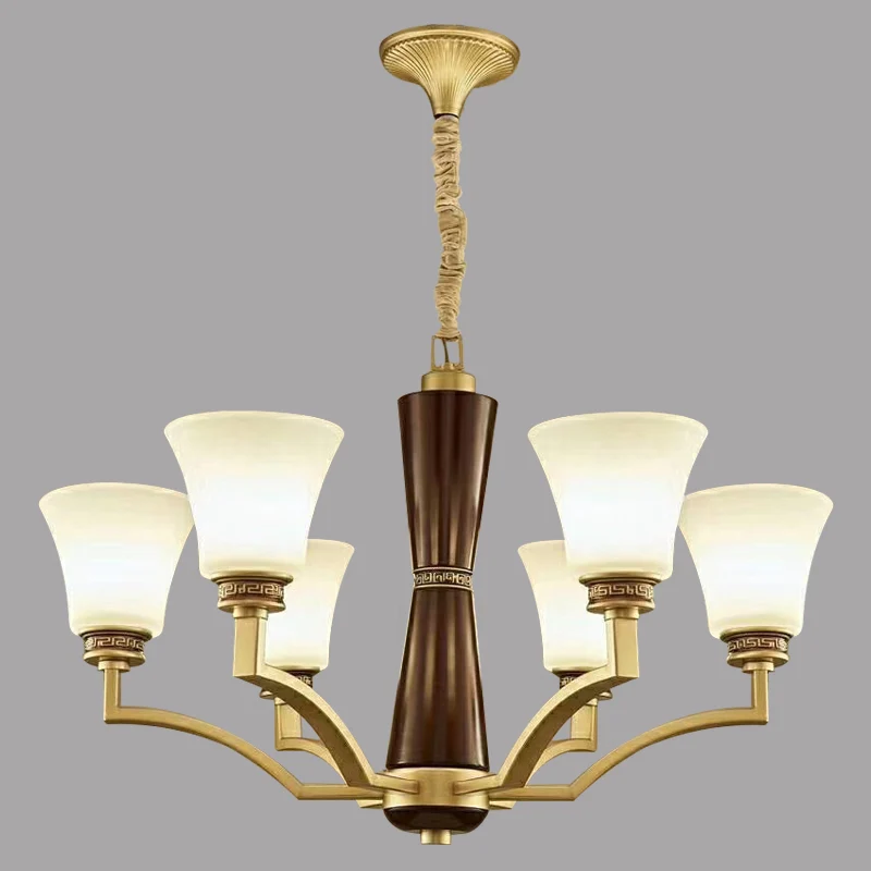 Klokvormige eetkamer plafondkroonluchter antieke stijl matglas 6/8 lampen gouden ophanging hanglamp Clearhalo