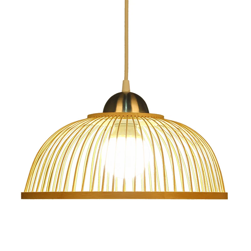 Koepel hangend plafondlamp Aziatische stijl bamboe enkele lamp beige hanglamp voor tearoom Clearhalo